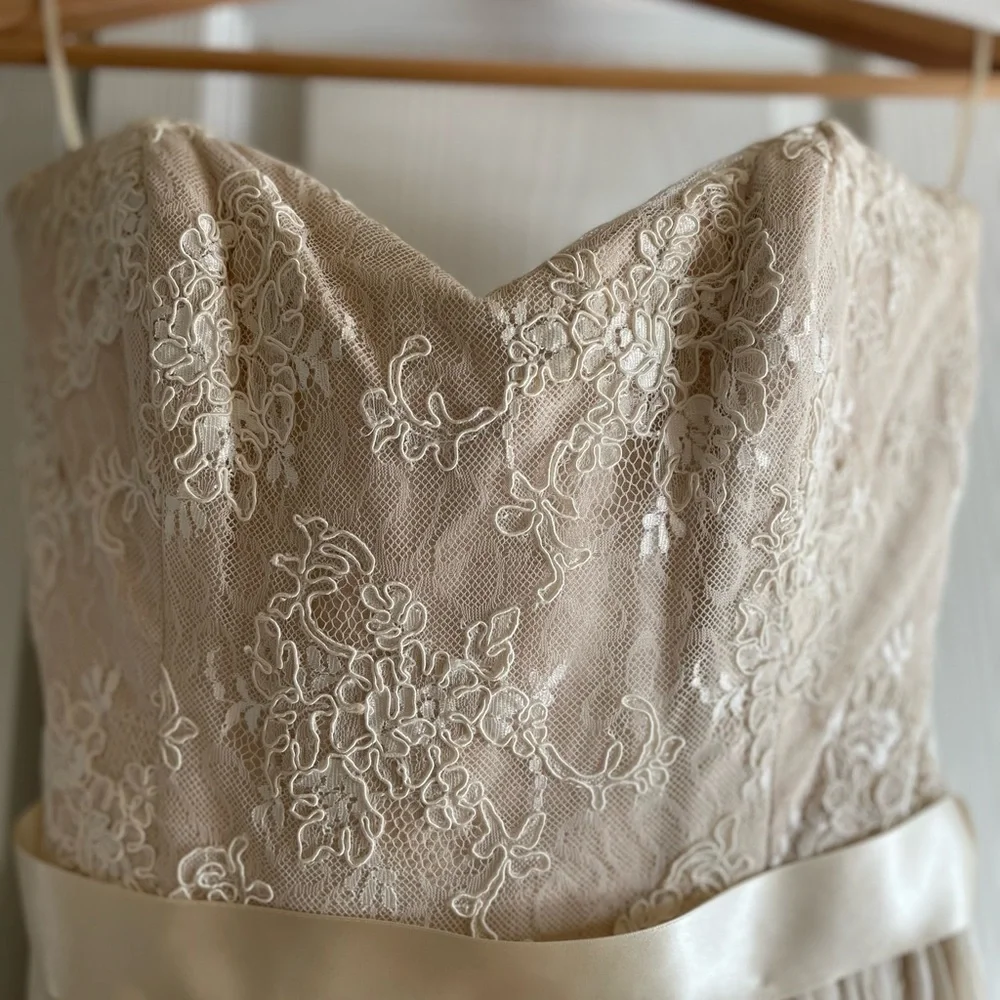 100% Pure Silk Wedding Dress Almond & Ivory Seattle Bridal Size 4 - Picture 11 of 17